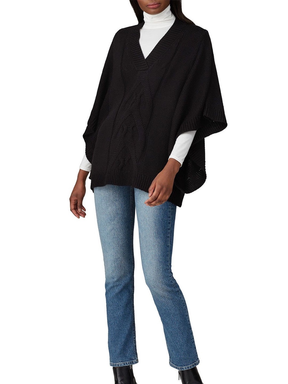 Black Slouchy Cable Knit Sweater - Kaufman Franco